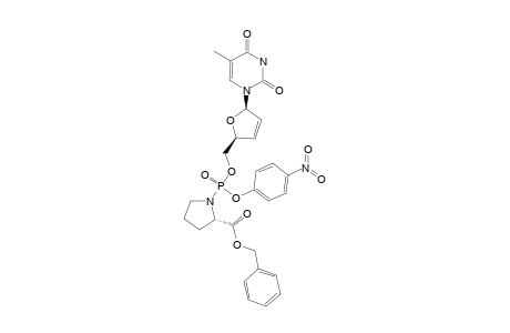 #4K;BENZYL-1-[(S)-[[5-(5-METHYL-2,4-DIOXO-3,4-DIHYDROPYRIMIDIN-1(2H)-YL)-2,5-DIHYDROFURAN-2-YL]-METHOXY]-(4-NITROPHENOXY)-PHOSPHORYL]-PYRROLIDINE-2-CARBOXYLATE