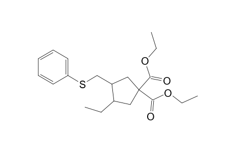 3-Ethyl-4-phenylsulfanylmethylcyclopentane-1,1-dicarboxylic acid diethyl ester