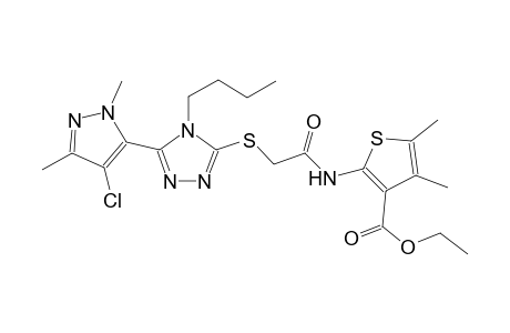 ethyl 2-[({[4-butyl-5-(4-chloro-1,3-dimethyl-1H-pyrazol-5-yl)-4H-1,2,4-triazol-3-yl]sulfanyl}acetyl)amino]-4,5-dimethyl-3-thiophenecarboxylate