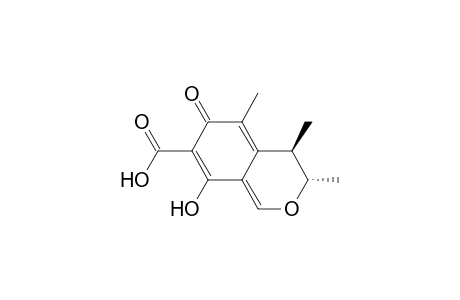 3H-2-Benzopyran-7-carboxylic acid, 4,6-dihydro-8-hydroxy-3,4,5-trimethyl-6-oxo-, trans-(.+-.)-