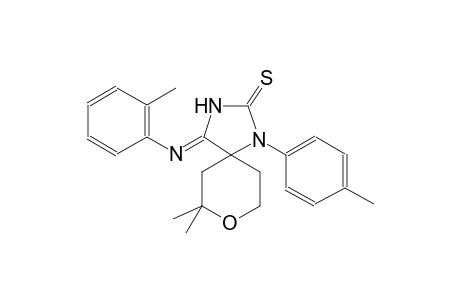 (4Z)-7,7-dimethyl-1-(4-methylphenyl)-4-[(2-methylphenyl)imino]-8-oxa-1,3-diazaspiro[4.5]decane-2-thione