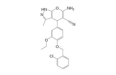6-amino-4-{4-[(2-chlorobenzyl)oxy]-3-ethoxyphenyl}-3-methyl-1,4-dihydropyrano[2,3-c]pyrazole-5-carbonitrile