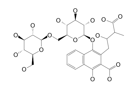 RUBINAPHTHIN-D;2-CARBOXY-3-(3'-CARBOXY-2'-HYDROXY)-BUTYL-1,4-NAPHTHOHYDROQUINONE-4-O-BETA-D-GLUCOPYRANOSYL-(1->6)-BETA-D-GLUCOPYRANOSIDE
