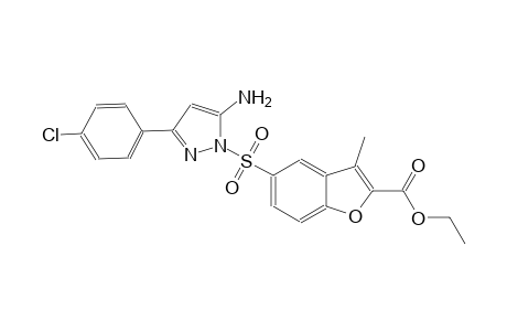 2-benzofurancarboxylic acid, 5-[[5-amino-3-(4-chlorophenyl)-1H-pyrazol-1-yl]sulfonyl]-3-methyl-, ethyl ester