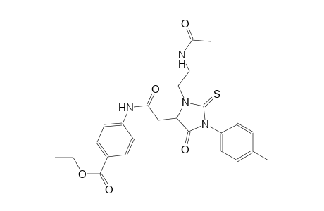 benzoic acid, 4-[[[3-[2-(acetylamino)ethyl]-1-(4-methylphenyl)-5-oxo-2-thioxo-4-imidazolidinyl]acetyl]amino]-, ethyl ester