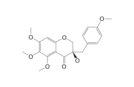 URGINEANIN_A;(3-R)-3-HYDROXY-3-(4'-METHOXYBENZYL)-5,6,7-TRIMETHOXYCHROMAN-4-ONE