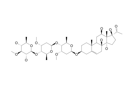 SINOMARINOSIDE_D;DEACALMETAPLEXIGENIN_3-O-BETA-D-THEVETOPYRANOSYL-(1->4)-BETA-D-CYMAROPYRANOSYL-(1->4)-BETA-D-CYMAROPYRANOSIDE