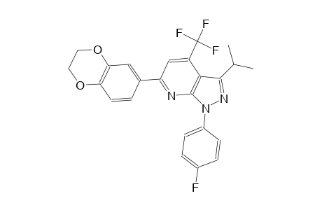 1H-pyrazolo[3,4-b]pyridine, 6-(2,3-dihydro-1,4-benzodioxin-6-yl)-1-(4-fluorophenyl)-3-(1-methylethyl)-4-(trifluoromethyl)-