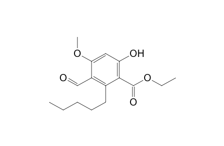 Benzoic acid, 3-formyl-6-hydroxy-4-methoxy-2-pentyl-, ethyl ester