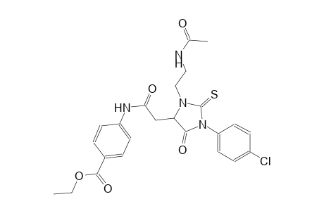 benzoic acid, 4-[[[3-[2-(acetylamino)ethyl]-1-(4-chlorophenyl)-5-oxo-2-thioxo-4-imidazolidinyl]acetyl]amino]-, ethyl ester