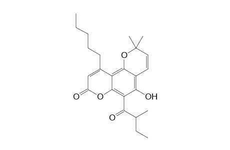 2H,8H-Benzo[1,2-b:3,4-b']dipyran-8-one, 5-hydroxy-2,2-dimethyl-6-(2-methyl-1-oxobutyl)-10-pentyl-, (.+-.)-