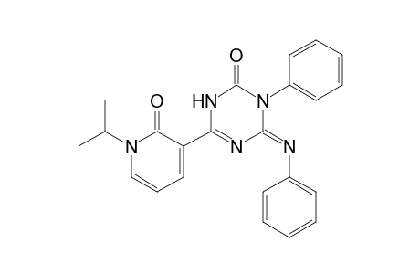 4-(2-oxidanylidene-1-propan-2-yl-pyridin-3-yl)-1-phenyl-6-phenylazanyl-1,3,5-triazin-2-one