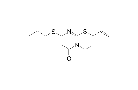 4H-cyclopenta[4,5]thieno[2,3-d]pyrimidin-4-one, 3-ethyl-3,5,6,7-tetrahydro-2-(2-propenylthio)-