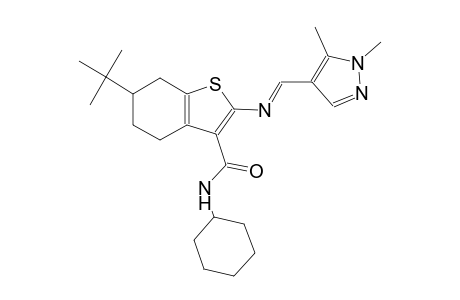 6-tert-butyl-N-cyclohexyl-2-{[(E)-(1,5-dimethyl-1H-pyrazol-4-yl)methylidene]amino}-4,5,6,7-tetrahydro-1-benzothiophene-3-carboxamide