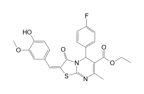 (2E)-5-(4-fluorophenyl)-2-[(4-hydroxy-3-methoxyphenyl)methylidene]-7-methyl-3-oxo-5H-thiazolo[3,2-a]pyrimidine-6-carboxylic acid ethyl ester