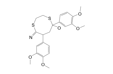 5,7-BIS-(3,4-DIMETHOXYPHENYL)-5-HYDROXY-7-IMINO-1,4-DITHIACYCLOOCTANE;COMPOPUND-#III-A