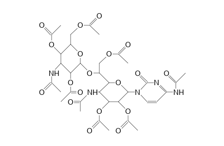 4-Amino-bisdeoxy-glucopyranosyl-glycero-glucoheptopyranosyl-2-pyrimidinone peracetate