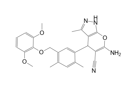 6-amino-4-{5-[(2,6-dimethoxyphenoxy)methyl]-2,4-dimethylphenyl}-3-methyl-1,4-dihydropyrano[2,3-c]pyrazole-5-carbonitrile