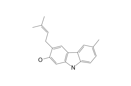 SIAMENOL;3-HYDROXY-6-METHYL-2-PRENYL-CARBAZOLE