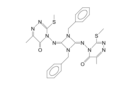 (E,E)-1,3-Dibenzyl-2,4-bis(6-methyl-3-methylthio-5-oxo-4,5-dihydro-1,2,4-triazin-4-yl-imino)-1,3-diazetidine