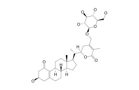 WITHALONGOLIDE_M;28-O-BETA-D-GLUCOPYRANOSYL_3-BETA-HYDROXY-1-OXO-19-NORWITHA-5-(10),24-DIENOLIDE