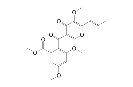 3-O-METHYLFUNICONE;(E)-3-METHOXY-2-PROPENYL-5-(2'-CARBOMETHOXY-4',6'-DIMETHOXYBENZOYL)-4-PYRONE