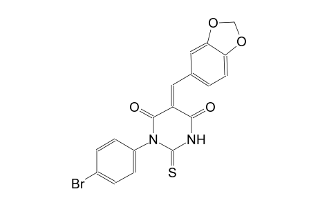 (5E)-5-(1,3-benzodioxol-5-ylmethylene)-1-(4-bromophenyl)-2-thioxodihydro-4,6(1H,5H)-pyrimidinedione