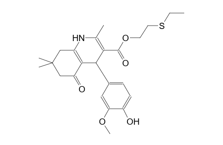 2-(ethylsulfanyl)ethyl 4-(4-hydroxy-3-methoxyphenyl)-2,7,7-trimethyl-5-oxo-1,4,5,6,7,8-hexahydro-3-quinolinecarboxylate