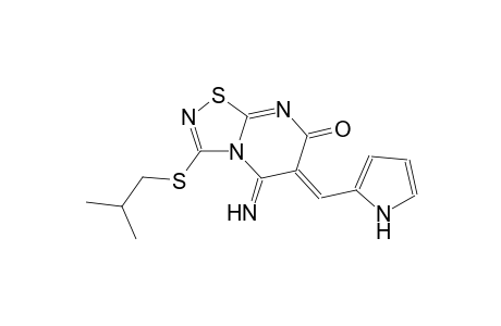 (6Z)-5-imino-3-(isobutylsulfanyl)-6-(1H-pyrrol-2-ylmethylene)-5,6-dihydro-7H-[1,2,4]thiadiazolo[4,5-a]pyrimidin-7-one