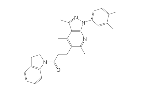 1H-pyrazolo[3,4-b]pyridine, 5-[3-(2,3-dihydro-1H-indol-1-yl)-3-oxopropyl]-1-(3,4-dimethylphenyl)-3,4,6-trimethyl-