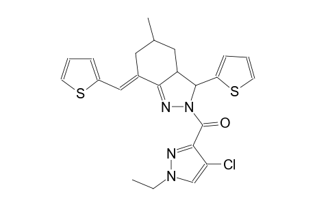 (7E)-2-[(4-chloro-1-ethyl-1H-pyrazol-3-yl)carbonyl]-5-methyl-3-(2-thienyl)-7-(2-thienylmethylene)-3,3a,4,5,6,7-hexahydro-2H-indazole