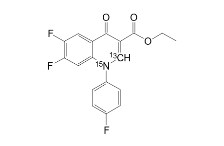 Ethyl[1-15N, 2-13C]-1-(p-fluorophenyl)-6,7-difluoro-1,4-dihydro-4-oxoquinoline-3-carboxylate