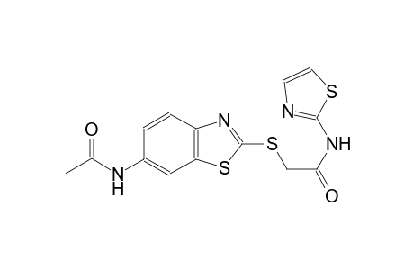 2-{[6-(acetylamino)-1,3-benzothiazol-2-yl]sulfanyl}-N-(1,3-thiazol-2-yl)acetamide