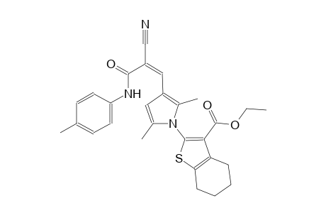 ethyl 2-{3-[(1Z)-2-cyano-3-oxo-3-(4-toluidino)-1-propenyl]-2,5-dimethyl-1H-pyrrol-1-yl}-4,5,6,7-tetrahydro-1-benzothiophene-3-carboxylate