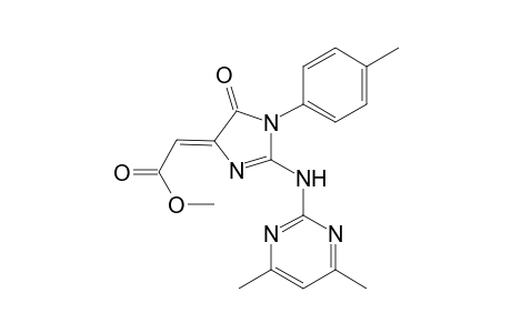Acetic acid, [2-(4,6-dimethylpyrimidin-2-ylamino)-5-oxo-1-p-tolyl-1,5-dihydroimidazol-4-ylidene]-, methyl ester