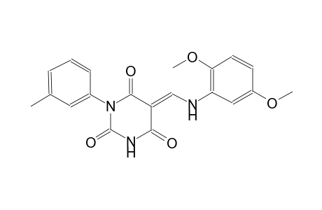 (5E)-5-[(2,5-dimethoxyanilino)methylene]-1-(3-methylphenyl)-2,4,6(1H,3H,5H)-pyrimidinetrione