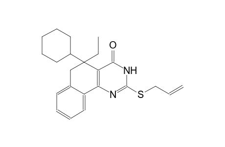 benzo[h]quinazolin-4(3H)-one, 5-cyclohexyl-5-ethyl-5,6-dihydro-2-(2-propenylthio)-