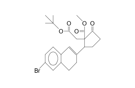 (E)-2-Carbomethoxy-2-(carbo-T-butoxy-methyl)-3-(3-bromo-5,6-dihydro-naphth-7-yl)-cyclopentanone