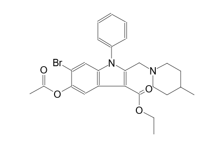 1H-indole-3-carboxylic acid, 5-(acetyloxy)-6-bromo-2-[(4-methyl-1-piperidinyl)methyl]-1-phenyl-, ethyl ester