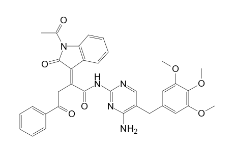 2-([(2E)-2-(1-Acetyl-2-oxo-1,2-dihydro-3H-indol-3-ylidene)-4-oxo-4-phenylbutanoyl] amino}-5-(3,4,5-trimethoxybenzyl)-4-aminopyrimidine