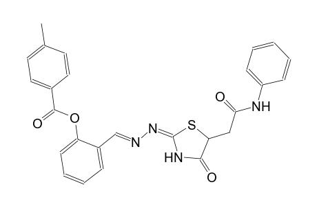 2-((E)-{(2E)-2-[5-(2-anilino-2-oxoethyl)-4-oxo-1,3-thiazolidin-2-ylidene]hydrazono}methyl)phenyl 4-methylbenzoate