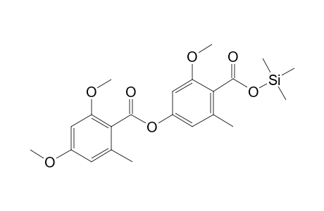 Benzoic acid, 2,4-dimethoxy-6-methyl-, 4-carboxy-3-methoxy-5-methylphenyl ester, tms ester