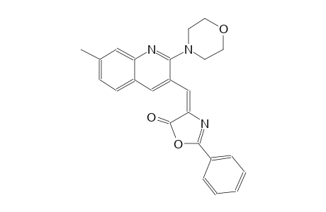5(4H)-oxazolone, 4-[[7-methyl-2-(4-morpholinyl)-3-quinolinyl]methylene]-2-phenyl-, (4E)-