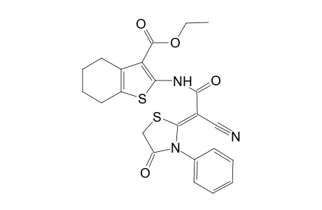 (Z)-ethyl 2-(2-cyano-2-(4-oxo-3-phenylthiazolidin-2-ylidene)acetamido)-4,5,6,7-tetrahydrobenzo[b]-thiophene-3-carboxylate