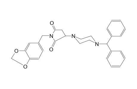 3-(4-benzhydryl-1-piperazinyl)-1-(1,3-benzodioxol-5-ylmethyl)-2,5-pyrrolidinedione