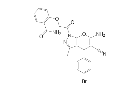 2-[2-(6-Amino-4-(4-bromophenyl)-5-cyano-3-methylpyrano[2,3-c]pyrazol-1(4H)-yl)-2-oxoethoxy]benzamide