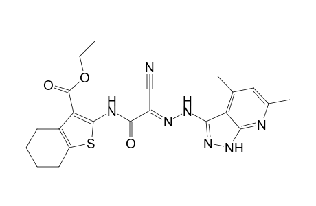 Ethyl 2-(2-cyano-2-(2-(4,6-dimethyl-1H-pyrazolo[3,4-b]pyridin-3-yl)hydrazono) acetamido)-4,5,6,7-tetrahydrobenzo[b]-thiophene-3-carboxylate
