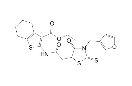 1-Benzothiophene-3-carboxylic acid, 2-[[2-[3-(3-furanylmethyl)-4-oxo-2-thioxo-5-thiazolidinyl]acetyl]amino]-4,5,6,7-tetrahydro-, ethyl ester