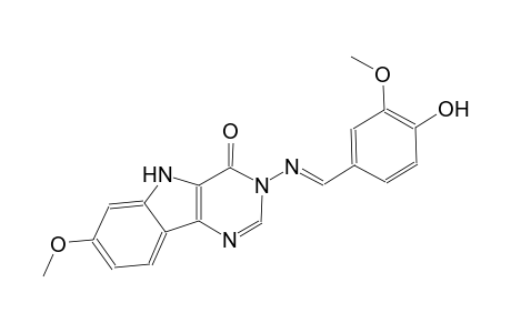 3-{[(E)-(4-hydroxy-3-methoxyphenyl)methylidene]amino}-7-methoxy-3,5-dihydro-4H-pyrimido[5,4-b]indol-4-one