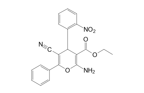 2-amino-5-cyano-4-(o-nitrophenyl)-6-phenyl-4H-pyran-3-carboxylic acid, ethyl ester